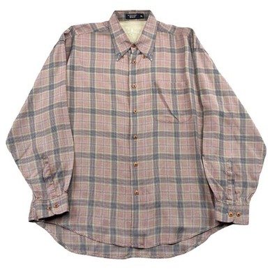 Johnnie Walker Silk Button Down Shirt Mens XL Pink Blue Scotch Whiskey