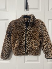 SO Faux fur leopard jacket size 8 girls