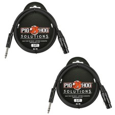 Pig Hog PX-TMXF3 1/4" TRS to XLR Adaptor Cable, 3 Feet 2-Pack 