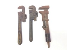 Vintage Lot 3 Used Plumbing Tools Monkey Steam Fitting Pipe Wrenches Stillson