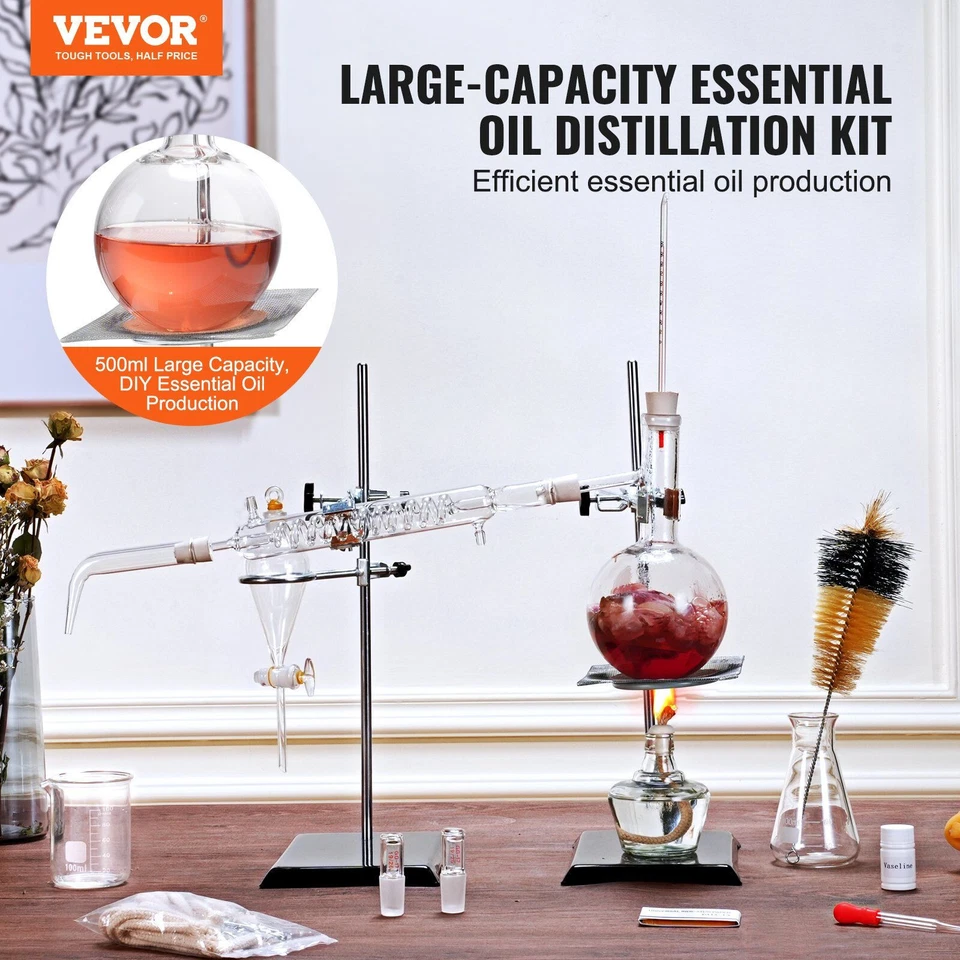 Essential Oil Distillation Kit, 500ml Distillation Apparatus, 3.3 Boro Lab - Image 2 of 4
