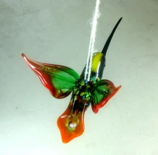 blown glass animal hummingbird green hanging murano style figurine ornament 5.3"