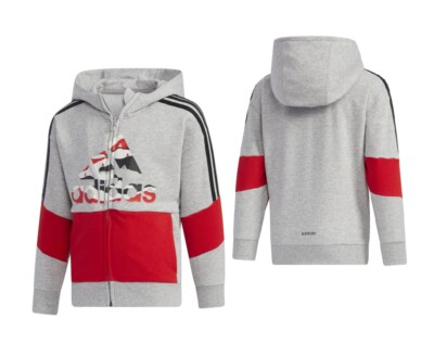 ADIDAS Aeroready Kinder Sweatshirtjacke Hoodie Kapuzen Jacke Baumwolle grau  116