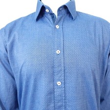 English Laundry Mens Blue Long Sleeve Collared Button Front Dress Shirt Size 17