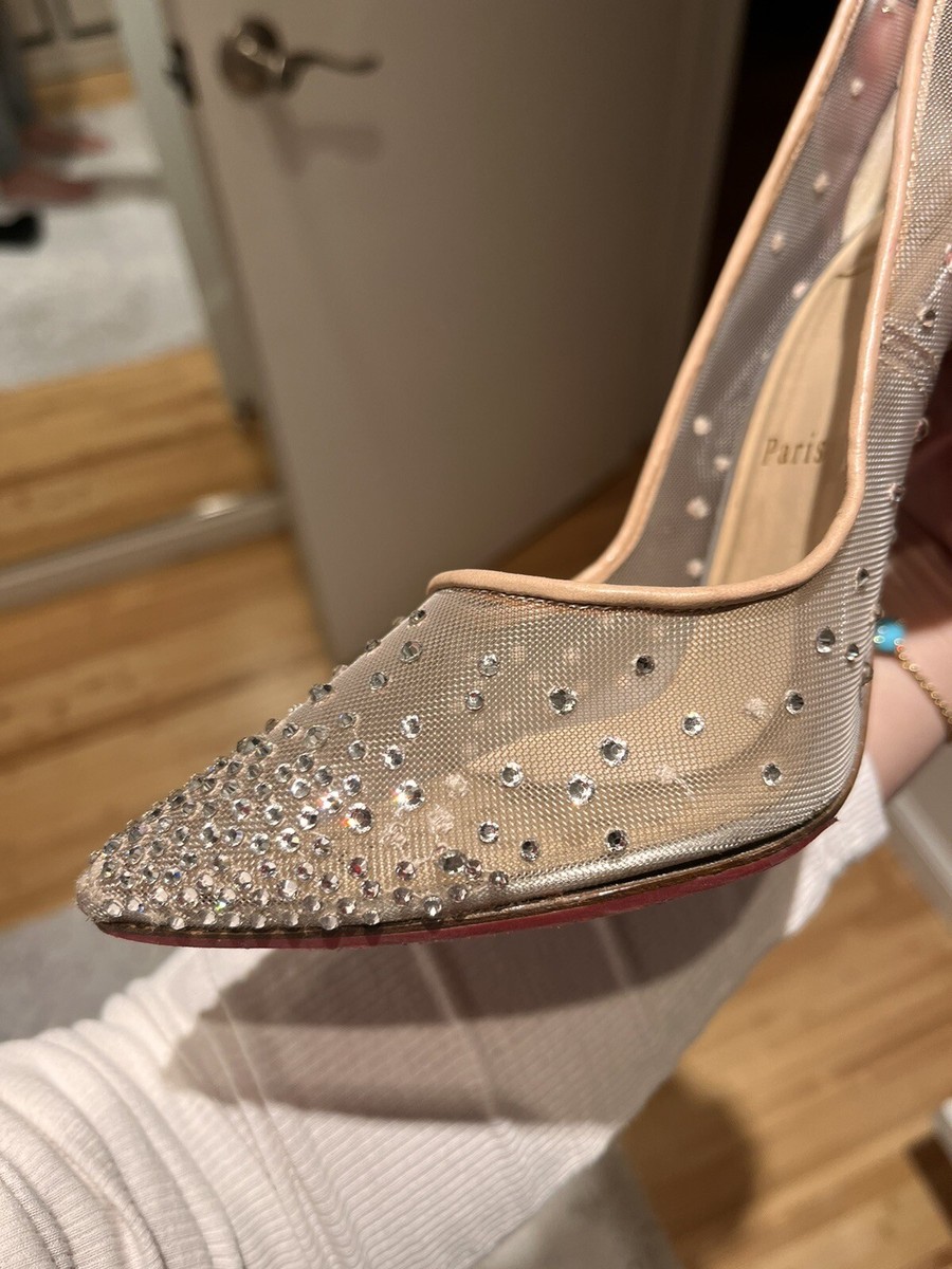 靴 Christian Louboutin Follies Strass 37 Follies Strass - 100 mm Pumps - Mesh, suede calf and strass