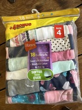 Girls 18 Pack Hanes Multicolor Tagless Briefs Underwear Size 4 NEW