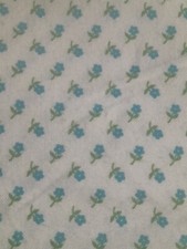 TINY BLUE FLOWERS ON WHITE COTTON FLANNEL 3 YARDS 5" LONG X 44" WIDE