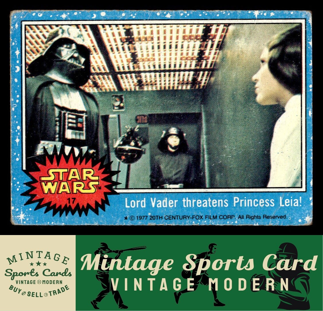 1977 Topps Star Wars - Lord Vader threatens Princess Leia! - Blue