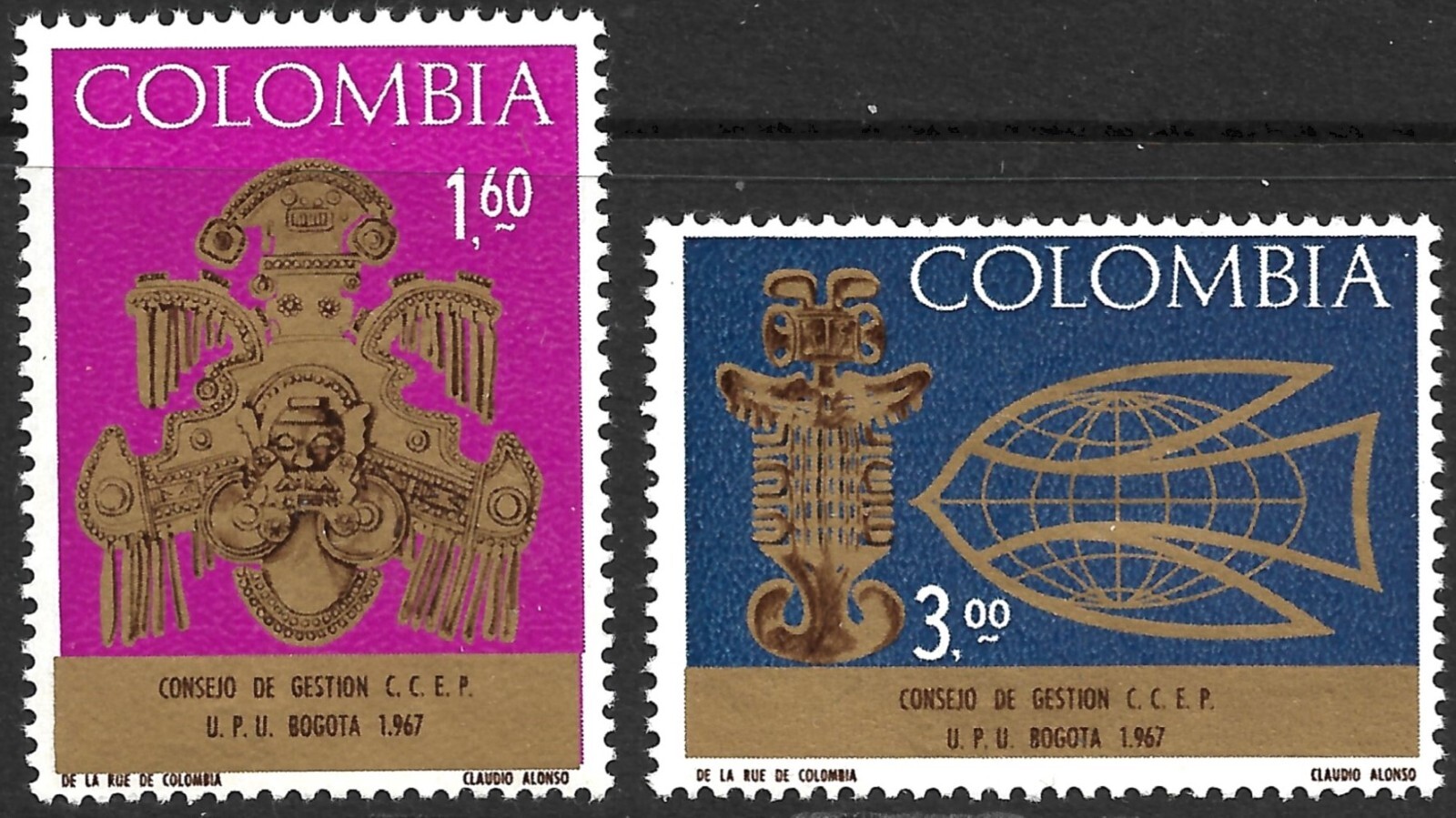 Colombia Scott 772-773 F/VF Mint Hinged Issued 1967