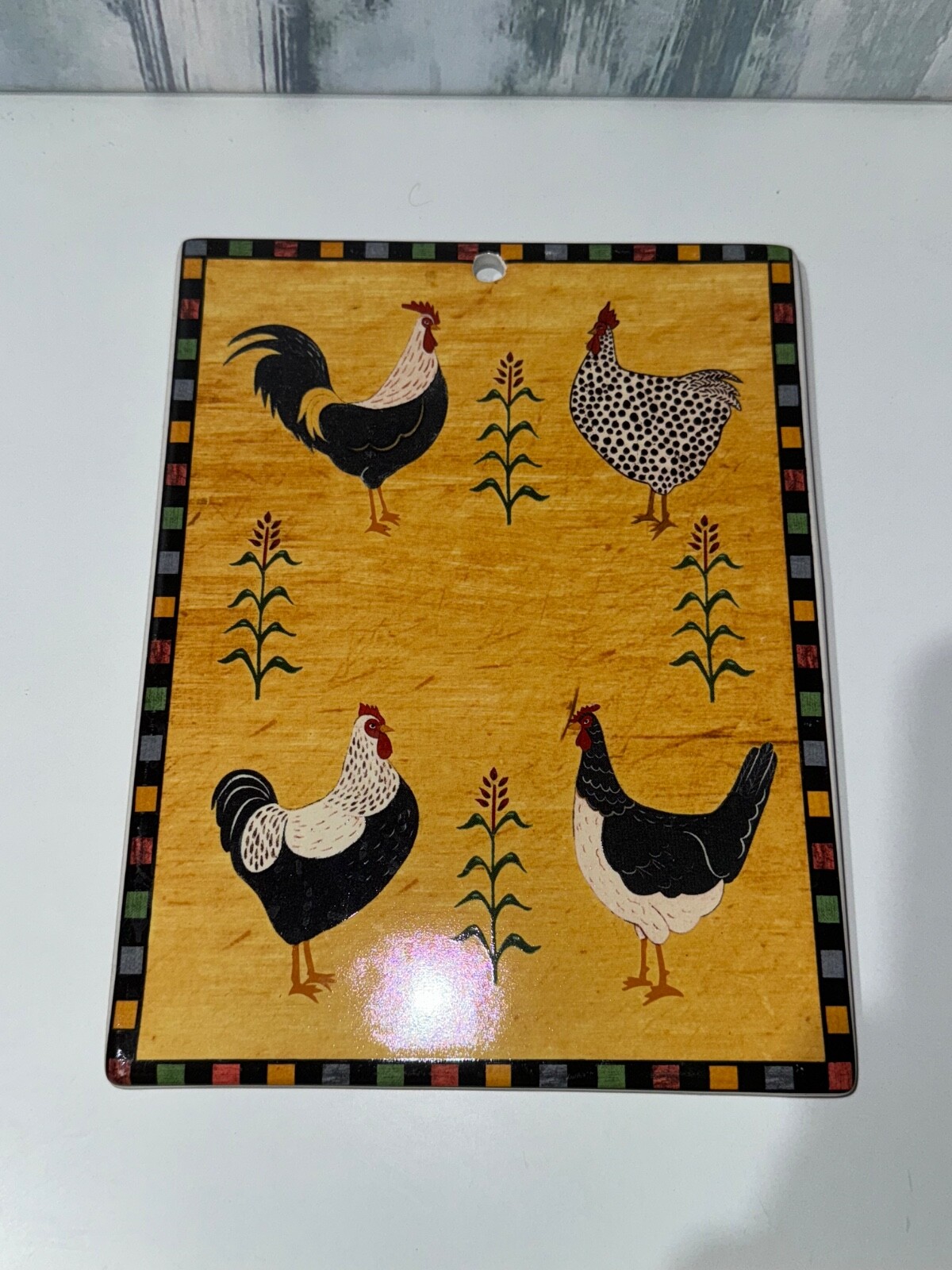 Warren Kimble Farmhouse Chickens Roosters Trivet Wall Decor by Sakura