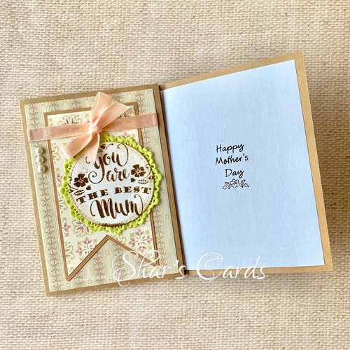 Happy Mothers Day Card, You are the BEST MUM Vintage charm Handmade in Australia - Picture 2 of 4