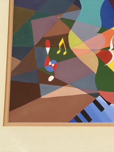 Mid Century Painting Musical Cubism Cubist Abstract Modernism Schiller Chicago - Picture 8 of 12
