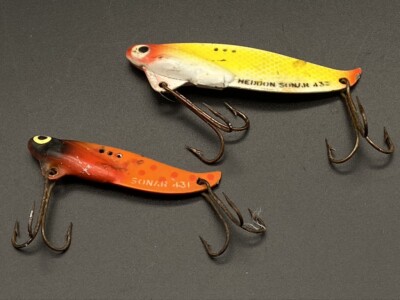 VTG 2'' 2-1/2'' Metal Heddon Sonar Lures Yellow Orange Black Red 2 Treble Hooks