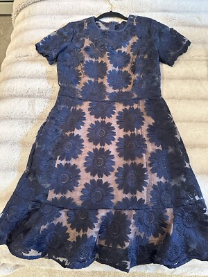 michael kors blue lace dress MICHAEL Michael Kors Blue Floral Lace Dress 4