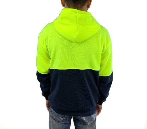 Hi Vis Safety Workwear Jacket Winter Work Hoodie Jumper Fleece Yellow Orange - Picture 14 of 18