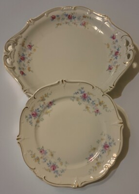 Vintage Weimar Katherina Gold Trim Serving Platter & Salad Plate