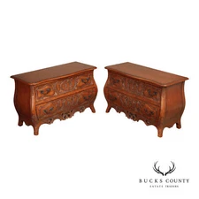 Century Furniture 'Coeur de France' Pair of Carved Cherry Bombe Chests
