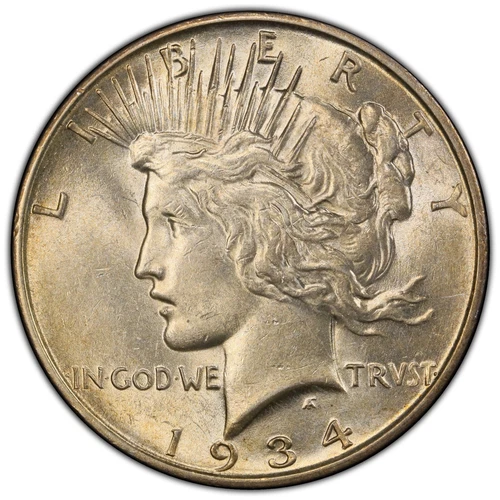 1934-D $1 Peace Dollar PCGS AU58 - Lustrous Almost Unc Coin