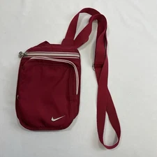 VTG Nike Crossbody Sling Bag Red Metal Accents Y2K Streetwear Sport Swoosh Logo