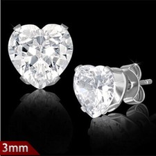 Stainless Steel CZ Heart Stud Earrings 3mm Item 219