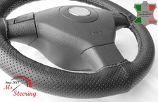 FOR BUICK ENCLAVE 14-14 BLACK PERF LEATHER STEERING WHEEL COVER GREY STIT