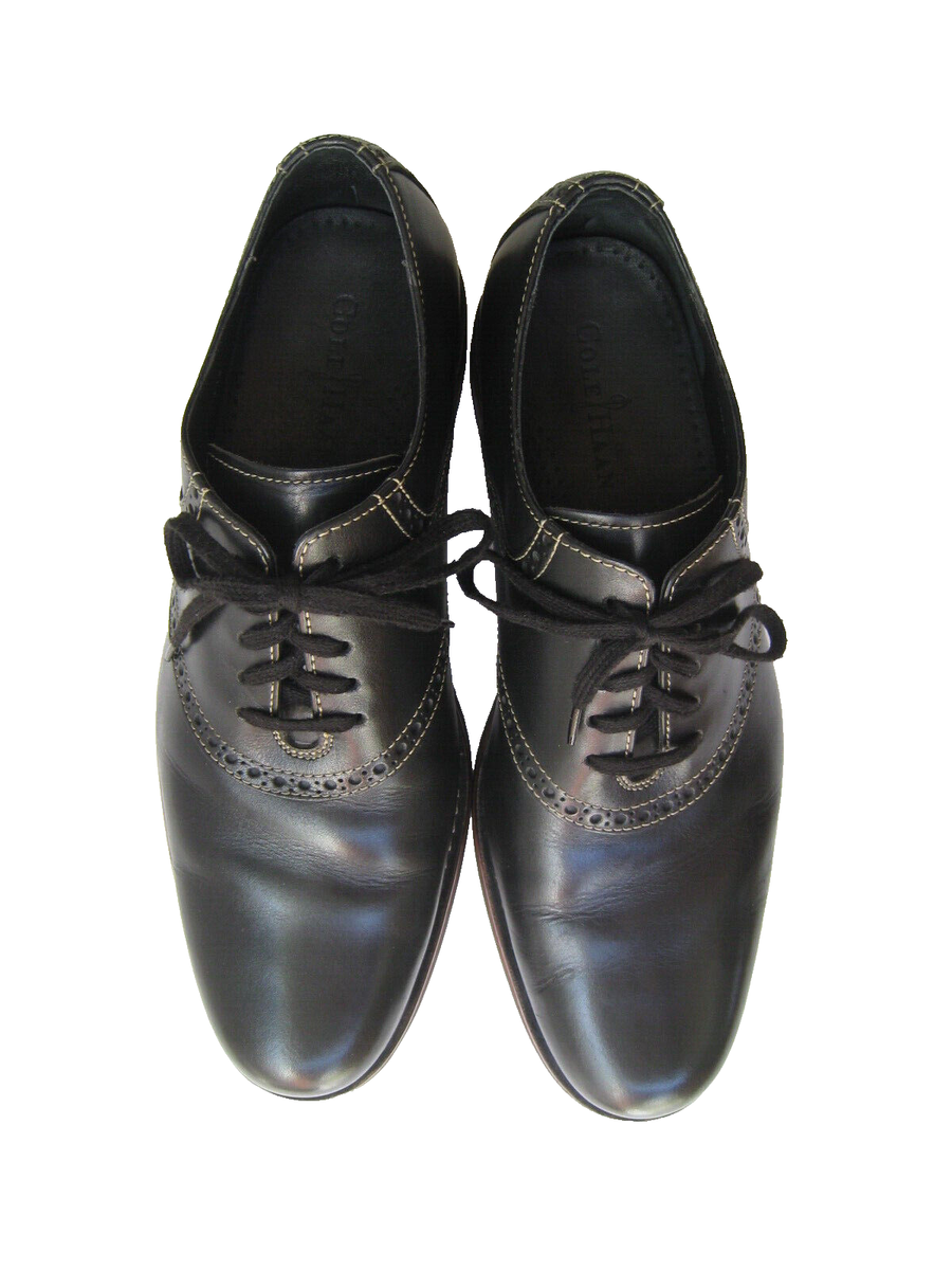 COLE HAAN BLACK LEATHER BLACK SOLE OXFORDS MEN display picture 1