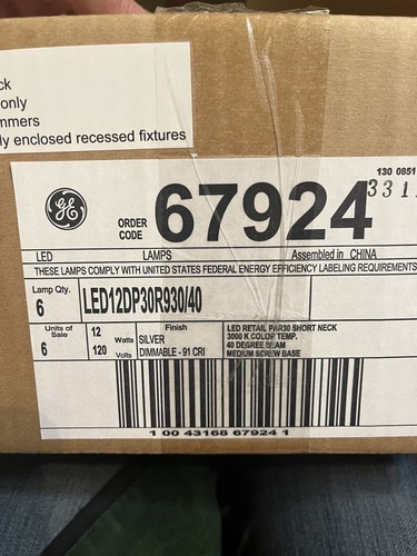 GE Lighting 67924 LED12DP30R930/40 12 Watt PAR30 LED Dimmable Flood Lamp 3000K - Picture 6 of 6