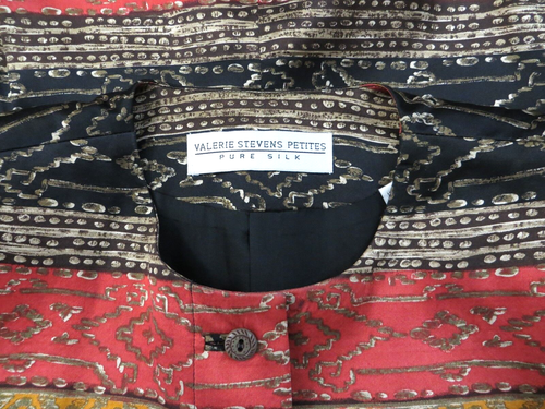 CJ0610- VALERIE STEVENS Women's Pure Silk Tunic Jacket 3/4 Sleeve Fair Isle 6 - Picture 5 of 10