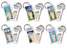 Aruba FootWhere® Souvenir Keychains. 6 Piece Set. Made in USA