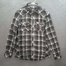 BKE Buckle Shirt Adult Large Multicolor Plaid Pearl Snap Western Rodeo Mens