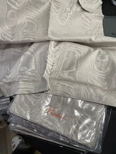 Pratesi Italy New 2pc Euro Shams 100% Jacquard Neo Moire Ivory/ Pearl 70% off