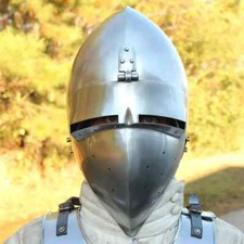 Medieval Bascinet Klappvisor Helmet- 18 Gauge Steel for LARP/Reenactment