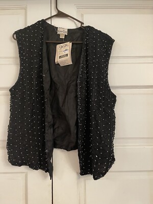 Black Cee Cee Sequin Vest Size L