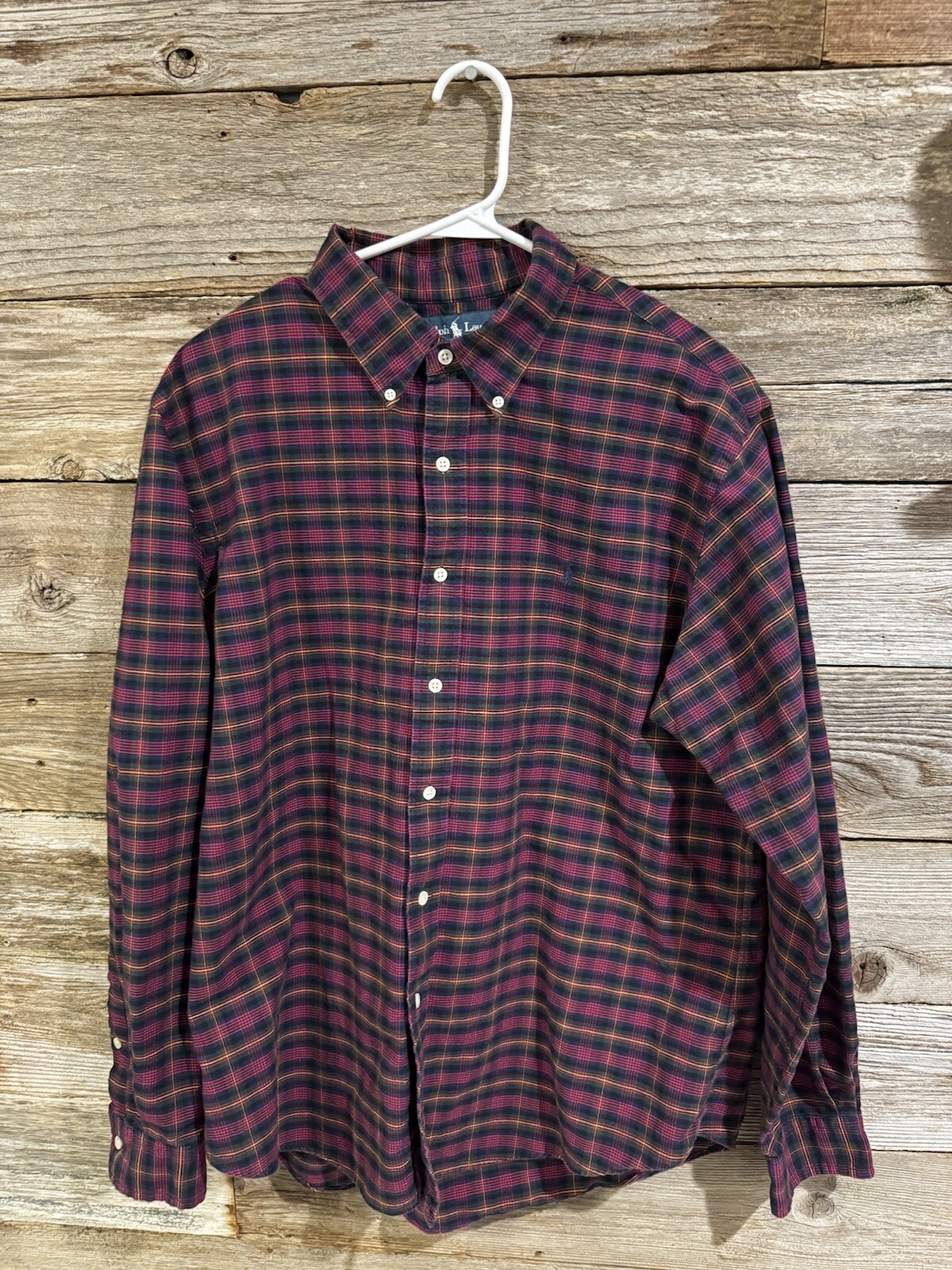 Camicia Ralph Lauren uomo XLarge scura a quadri manica lunga abbottonata pony usata in ottime condizioni