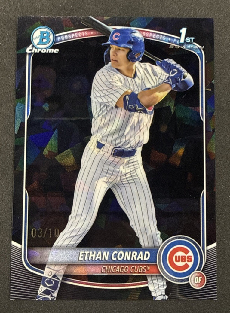 2025 Bowman Draft Chrome Sapphire #CPA-EC Ethan Conrad 1st Bowman Black/10 Cubs