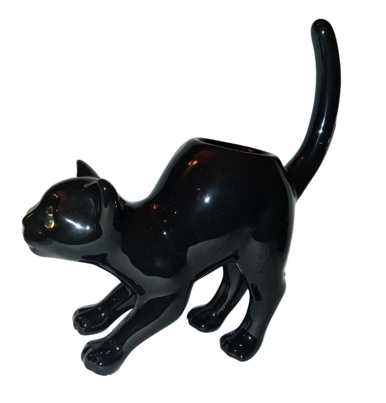 Black Cat Tealight Tea light Votive Candle Holder Halloween Ceramic Partylite