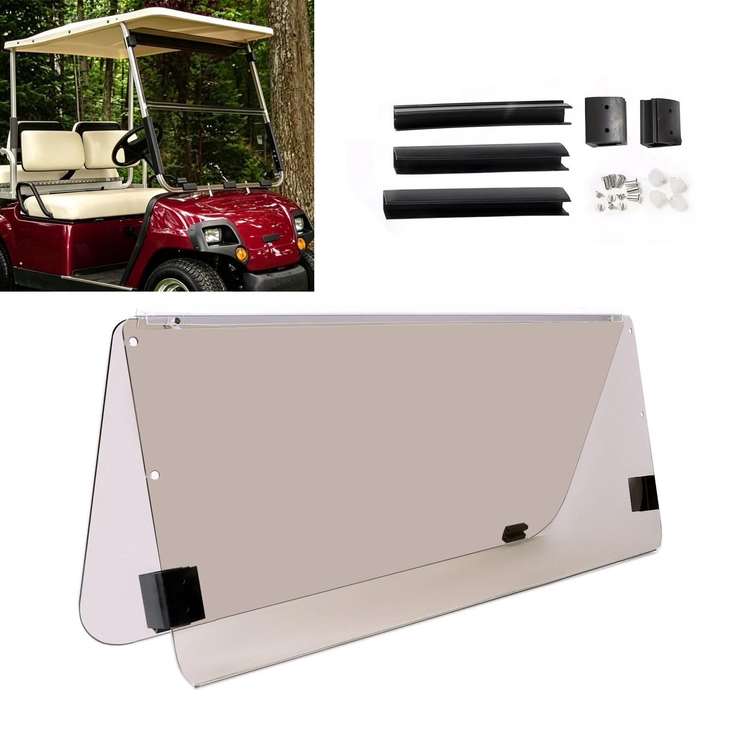 For Yamaha G22 2003-2006 Tinted Folding Windshield Golf Cart Windscreen