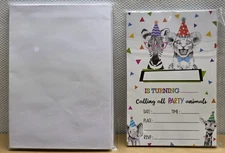 20 Birthday Party Invitations "Calling All Party Animals - Your Invited" R.S.V.P