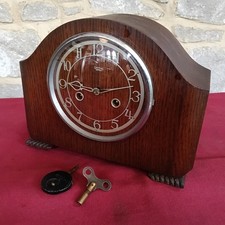 Antique Vintage Art Deco Bauhaus SMITHS Mechanical Mantel Clock,Gong,Key,Working