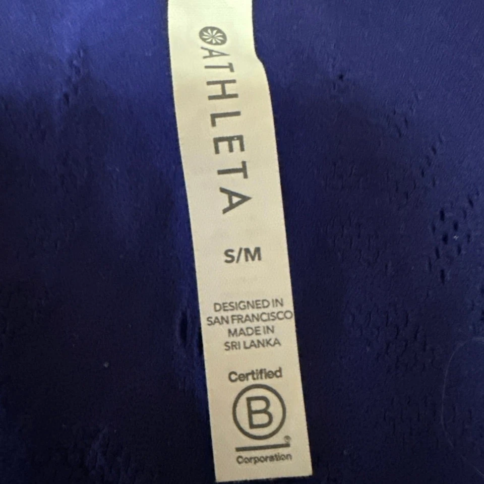 Athleta Ujjayi Blue Sleeveless Mesh Activewear Yoga Pullover Crop Tank Top S/M - Image 3 of 4