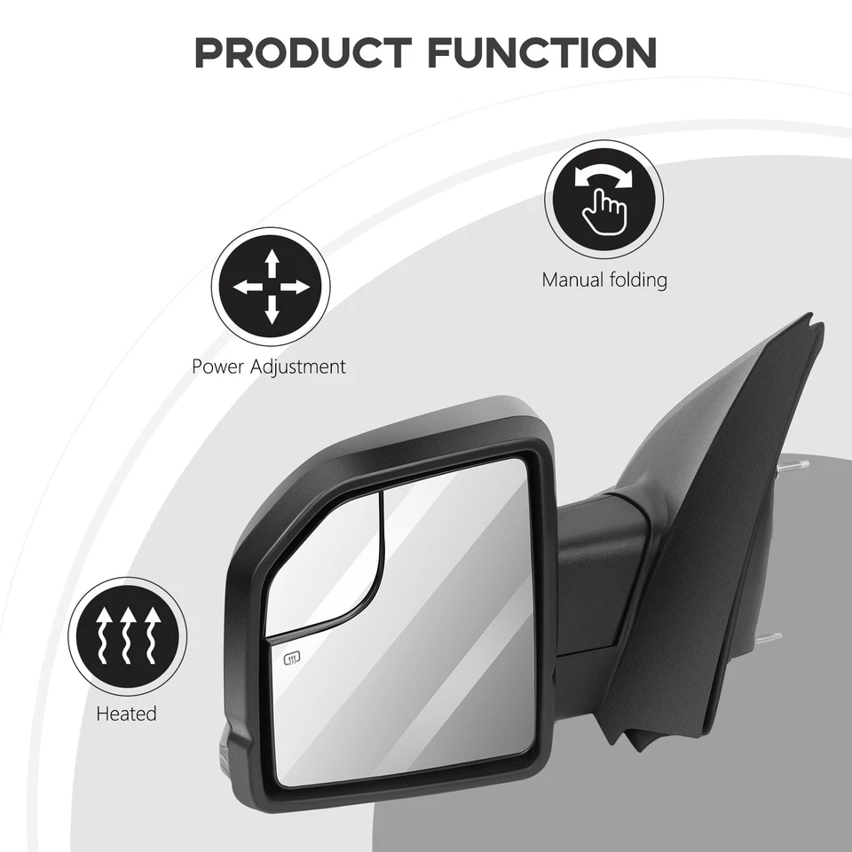 Par de espejos retrovisores laterales de remolque con luz de señal de giro eléctrica térmica para Ford F-150 2015-2020 Foto 4 de 4