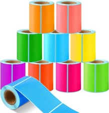 1000 Colored Sticker Rolls - Rectangular Coding Labels in 10 Bright Colors - Sel