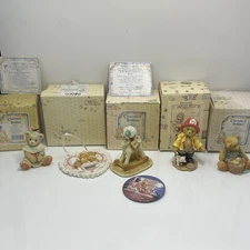 Cherished Teddies Lot 5 Figurines, 1 Pin Vintage Collection