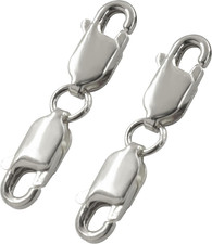 2Pcs 925 Sterling Silver Double Lobster Clasp, Silver Jewelry Extender Clasps
