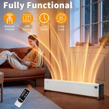 ZOKOP Baseboard Heater, 1500W Electric Space Heater with Remote 200 sq. ft.