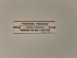 Jukebox Title Strip Dionne Warwick Promises Promises Whoever You Are I Love You