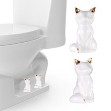 2Pack Toilet Bolt Covers, Ceramic Caps Lovely Cate Toilets White