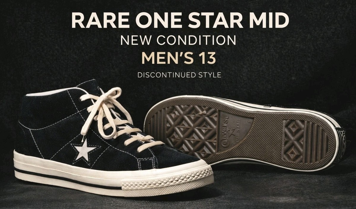 Converse One Star Mid Black Suede コンバース RARE Converse One Star Mid 157701C Black Egret Suede Mens 13 NWOB