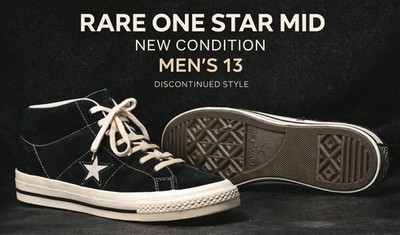 RARE Converse One Star Mid 157701C Black Egret Suede Mens 13 NWOB