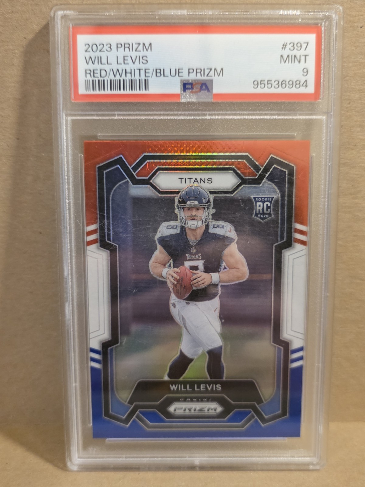 2023 Panini Prizm Will Levis Red White Blue Prizm Rookie RC #397 PSA MINT 9